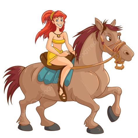 Centaur Clipart Girl Riding A Horse With Red Hair Cartoon Vector