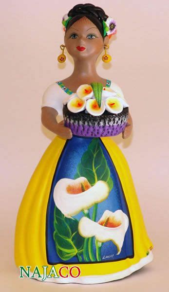 Mexican Ceramic Lupita Doll Alcatraces Catrina En