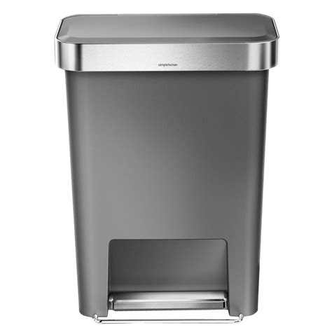 Simplehuman trash cans use solid materials, meticulous engineering, and innovative design — making them one of the most efficient tools in your home. simplehuman 45-Liter Grey Plastic Rectangular Liner Rim ...