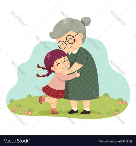Girl Hugging Her Grandmother Royalty Free Vector Image My Xxx Hot Girl
