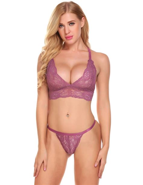 Women Sexy Lingerie Set Unlined Sheer Lace Bra And Thong Brief Btl8 Ebay