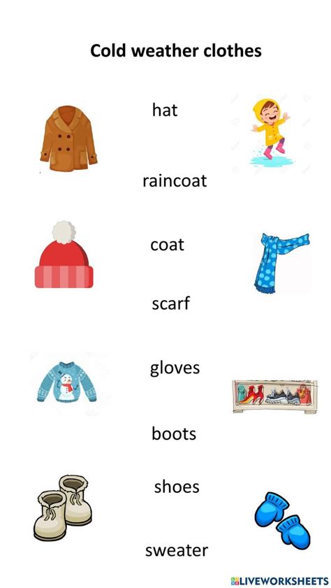Cold Weather Clothes Interactive Worksheet Cold Weather Outfits
