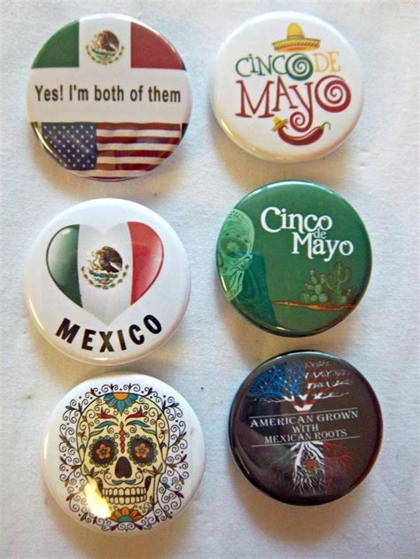 15 Mexican Heritage Set 1 6 Pk Novelty Buttonspins For Backpacks