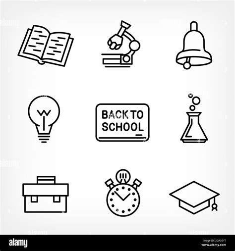 Outline Education School Icons Set Stock Vector Image And Art Alamy