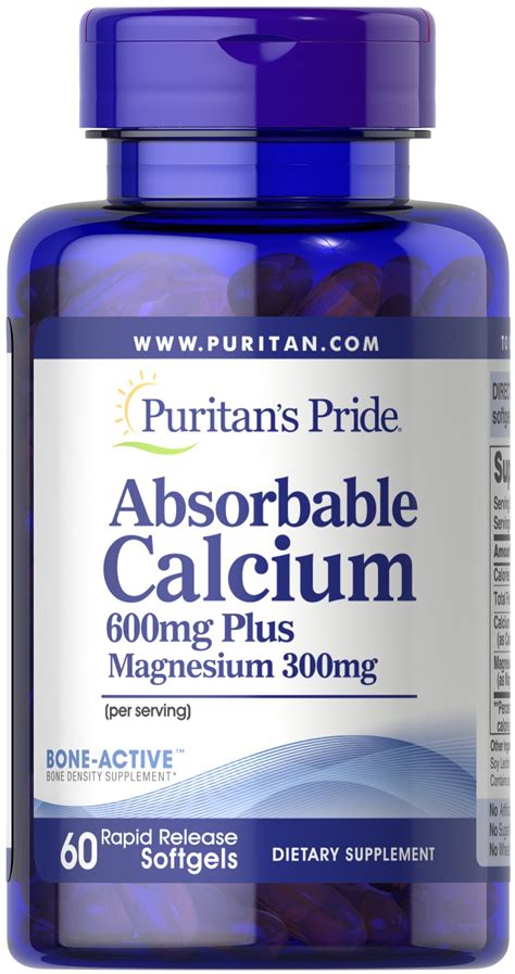 Absorbable Calcium 600 Mg Plus Magnesium 300 Mg 60 Softgels 56735