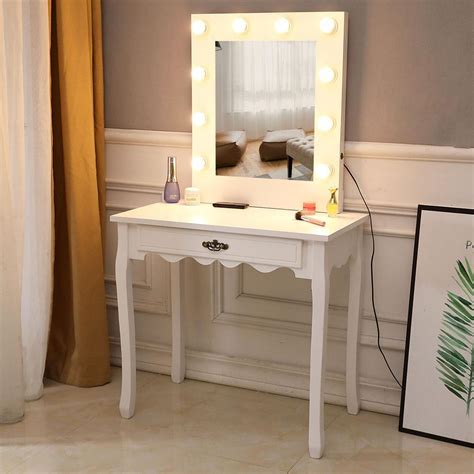 You need a vanity table, a dressing table, something, anything, that you can call your own. Modern 10 Led Lighted Vanity Table Set with Drawer and ...