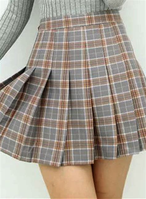 Fashion Plaid Pattern Pleated Mini Skirt Victoriaswing Pleated Skirt Pattern Brown Pleated