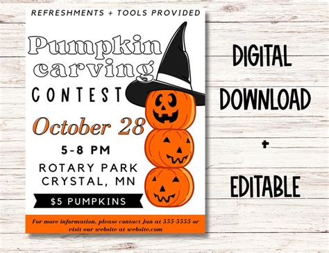 Editable Halloween Pumpkin Carving Flyer Invitation Etsy