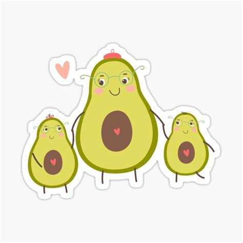 The Cutest Avocado Ever A Mom Avocado With Her Kids Sticker For