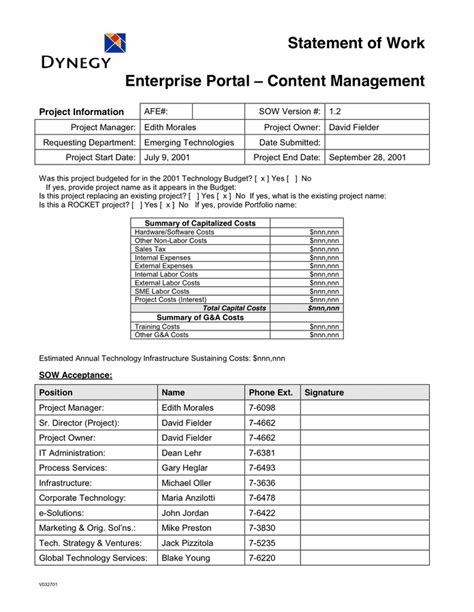 Statement Of Work Template Download Free Documents For Pdf Word And