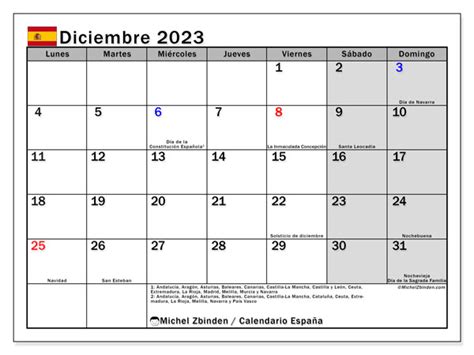 Calendario Diciembre De 2023 Para Imprimir “442ds” Michel Zbinden Es