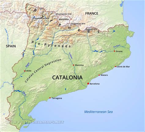 Catalonia Physical Map
