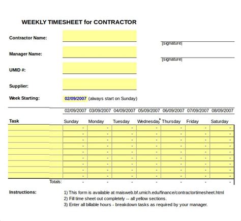 Contractor Timesheet Template Excel Flyer Template