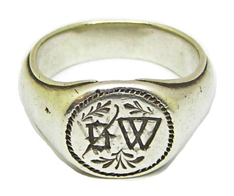 Medieval Silver Signet Ring Ws Initials In Antique Silver Rings
