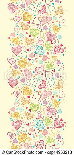 Vector Clip Art Of Doodle Hearts Vertical Seamless Pattern Background