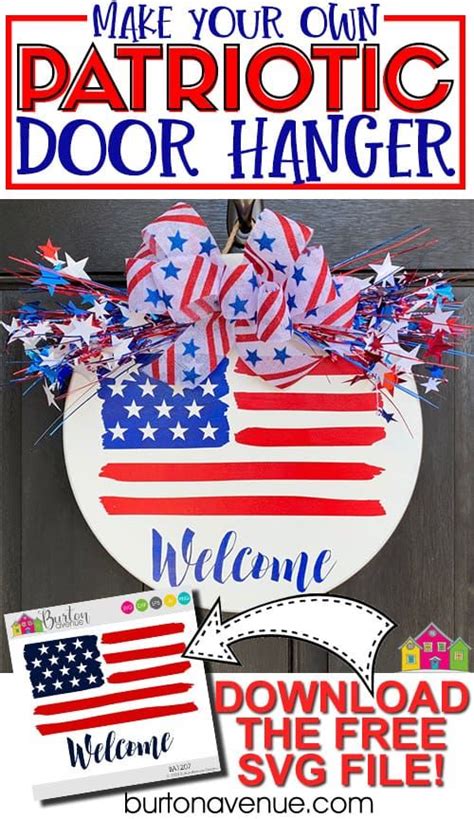 Download DIY Patriotic Door Hanger for Silhouette & Cricut - Burton ...