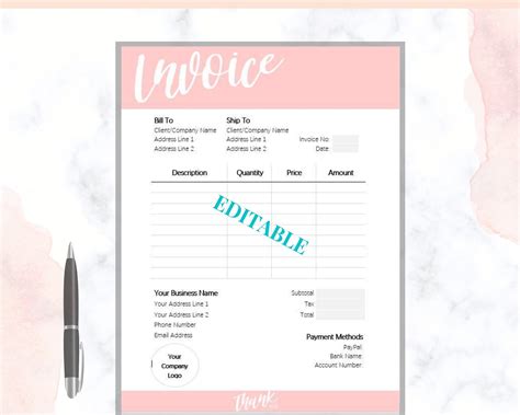 Invoice Template Order Form Use This Editable Custom Invoice Form As A