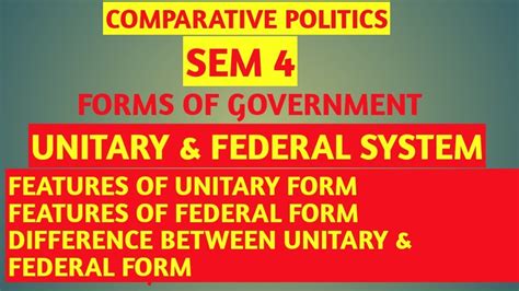 Unitary And Federal Systemdifference Between Unitary And Federal