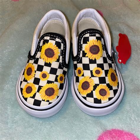 Cute Sunflower Vans Custom Kid Shoes Flower Shoes Yellow Etsy