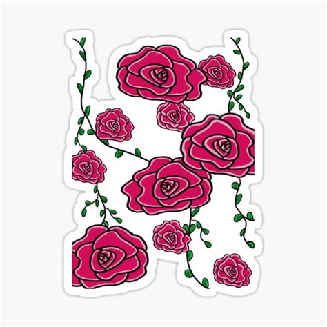 Roses And Vines Sticker By Aqcrafting Redbubble