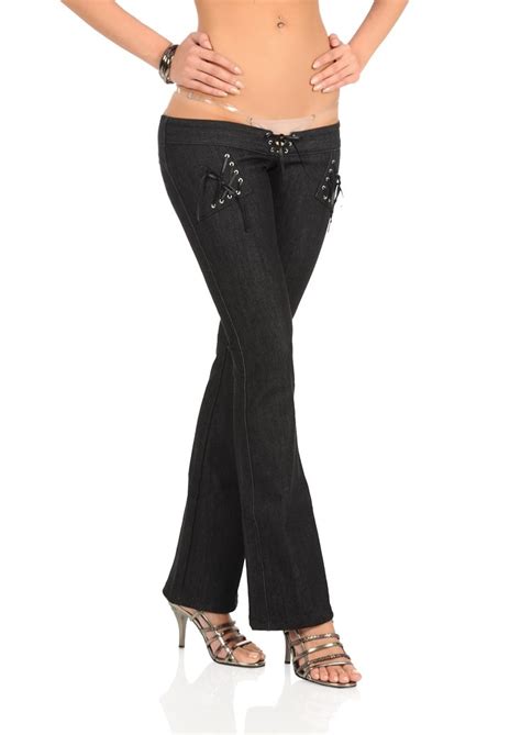 Women Lady Sexy Low Waist Trousers Slim Tight Flare Jeans Pants Lace
