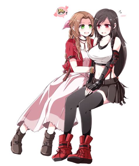 Safebooru 2girls Absurdres Aerith Gainsborough Arm Guards Arm Hug