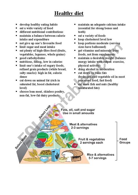 Healthy Diet Esl Worksheet By Viag