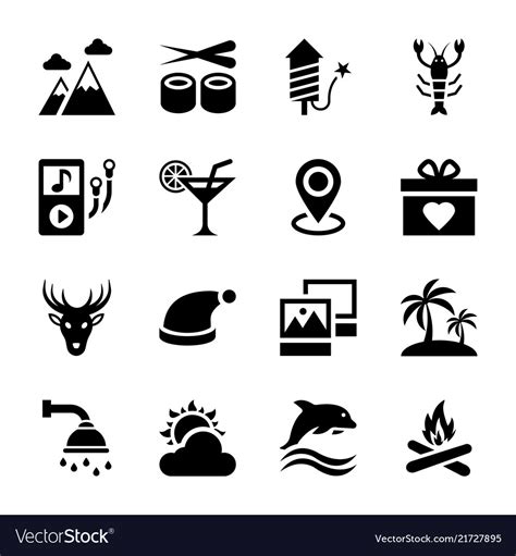 Leisure Time Icons Royalty Free Vector Image Vectorstock