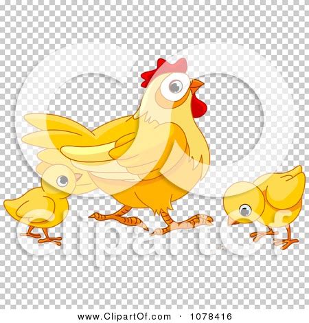 Clipart Yellow Hen And Two Chicks Royalty Free Vector Illustration By Pushkin