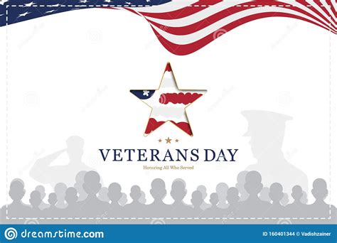 Veterans Day Greeting Card With Usa Flag And Star On Background