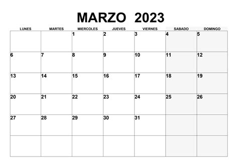 Calendario Marzo 2023 Para Imprimir