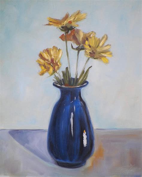 Still Life Of Flowers In Blue Vase Painting By Rb Mcgrath Fine Art