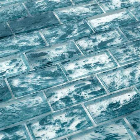 Storm Clear Glass Tile Turquoise 1 X 2 Mineral Tiles