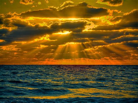 Sunrise Over The Atlantic Ocean Sun Ocean Sky Clouds Sunstream