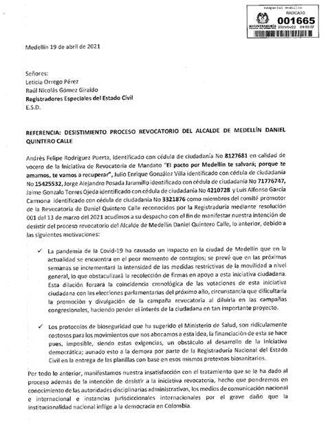 Con Cartas Falsas Pretendían Tumbar Proceso De Revocatoria Del Alcalde De Medellín Infobae