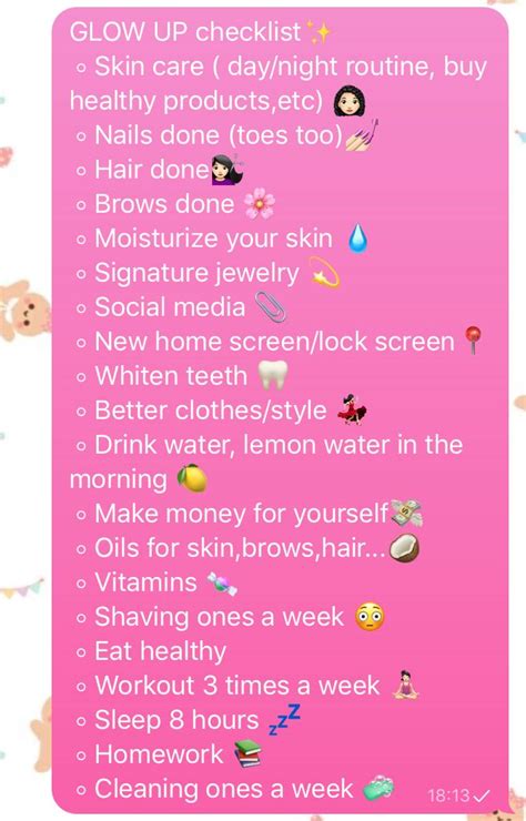 Glow Up Checklist In Beauty Routine Checklist Glow Up Tips