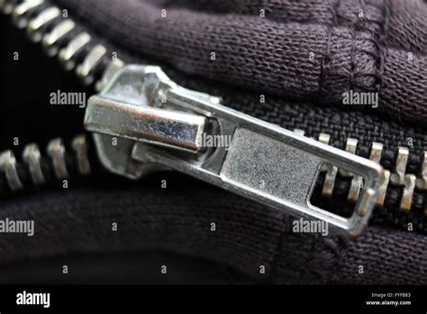 Metallic Zipper Detail Stock Photo Alamy