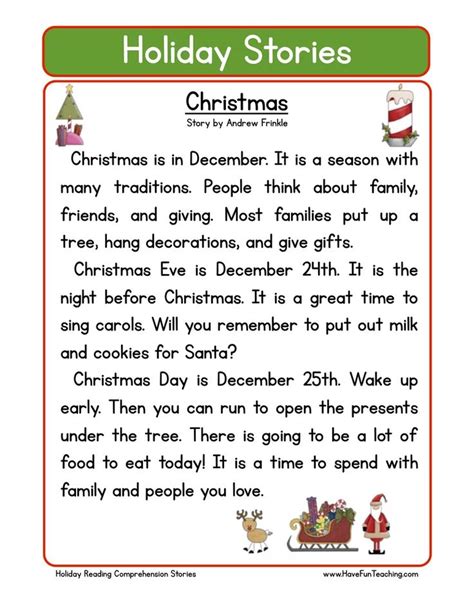 Free Christmas Comprehension Worksheets Printables
