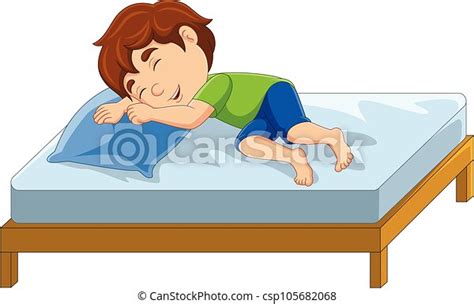 Vector Illustration Of Cartoon Little Man Sleeping In Bed Canstock