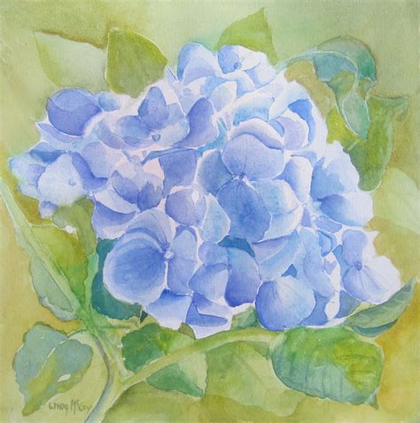 Linda Mccoy Hydrangea In Spring Watercolor By Linda Mccoy