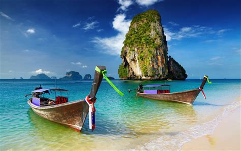 download wallpapers boats summer vacation thailand sea travel for desktop free pictures