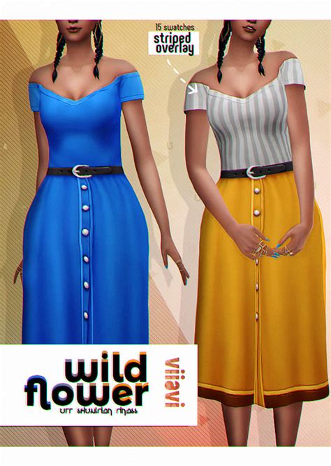 Wildflower Off Shoulder Dress Overlay At Viiavi Sims 4 Updates