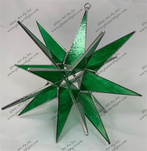 3d Hanging Stained Glass Moravian Star Christmas Star Ornament Green