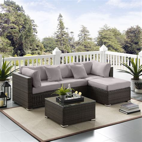 Tribesigns 5 PCS Outdoor Furniture Sectional Sofa Set, Large Wicker ...