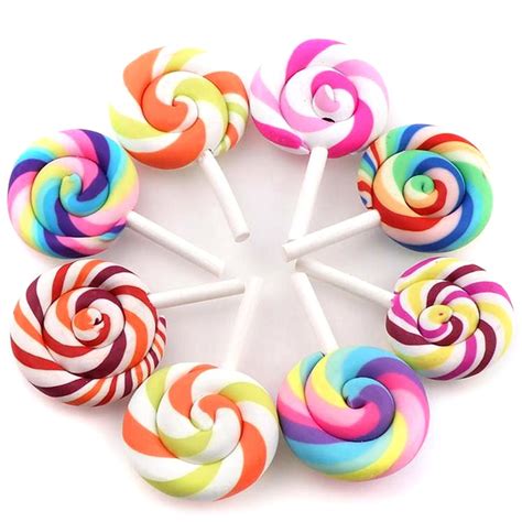 Polymer Clay Rainbow Color Lollipops Dollhouse Party Decoration Candy