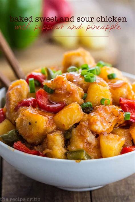 Alternatively, you can bake the breaded chicken on a baking. Baked Sweet and Sour Chicken with Peppers and Pineapple ...