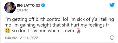 latto bullied off of birth control after getting mocked for her weight hip hop lately