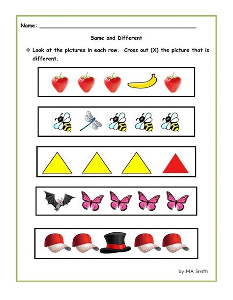 Same And Different Interactive Worksheet Kindergarten Worksheets