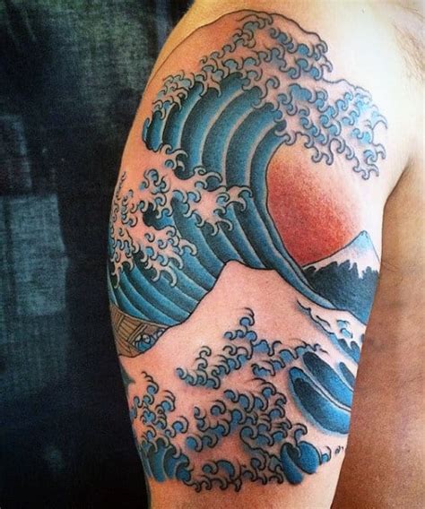 See more ideas about great wave off kanagawa, great wave, hokusai. 60 Wave Tattoo Designs For Men - An Ocean Of Manly Ideas