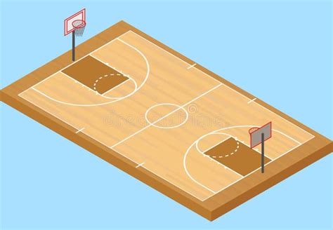 Terrain De Basket Isométrique Avec Le Plancher Et Le Cercle De Basket